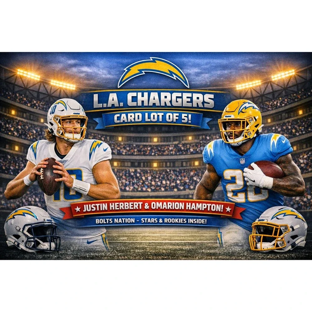LA Chargers Card Lot of 5 – Justin Herbert & Omarion Hampton – NFL Football